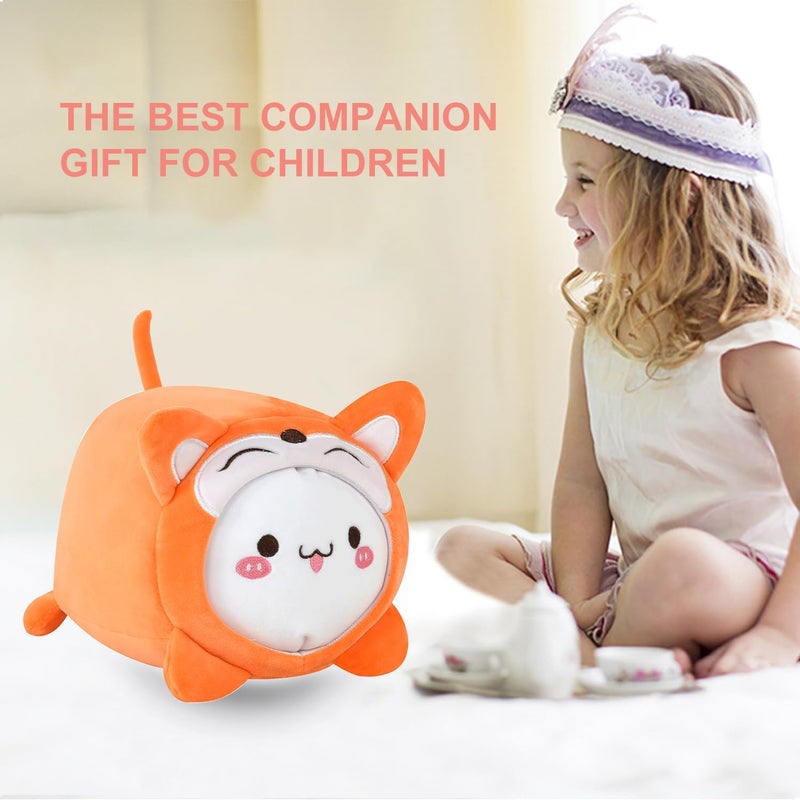 stocaggio Kids Travel Pillow - 2-in-1 Deformable Kids Neck Pillow for Traveling, Soft U-Shaped Pillow with Adorable Animal Design, Comfy Sleep and Play, Ideal for Airplanes and Traveling (QQ Orange Fox) - Image 5